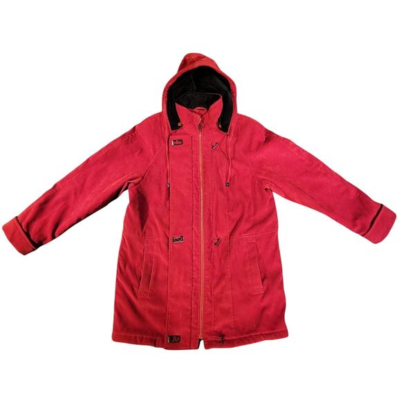Fleet Street LTD. Removable Hood Full Zip Lined Anorak Jacket Red Womens Size M - Picture 1 of 12